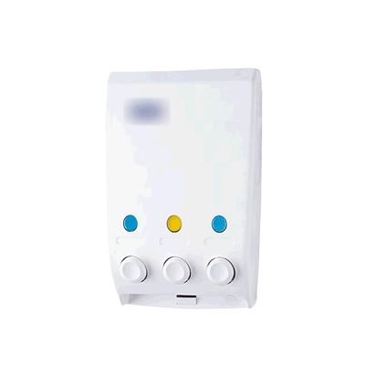 SUREK Plastic Soap Dispenser Manual Lotion Dispenser Wall Mount Shower Dispenser System Refillable White for Bathroom Kitchen, 3 Chamber