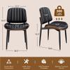 REONEY Dining Chairs Set of 2, Mid-Century Modern Upholstered PU Leather Chairs with Walnut Bentwood Back and Metal Legs Adjustable Feet for Kitchen Dining Living Room, Dark Black Vertical Stripes view 2