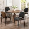 REONEY Dining Chairs Set of 2, Mid-Century Modern Upholstered PU Leather Chairs with Walnut Bentwood Back and Metal Legs Adjustable Feet for Kitchen Dining Living Room, Dark Black Vertical Stripes view 3