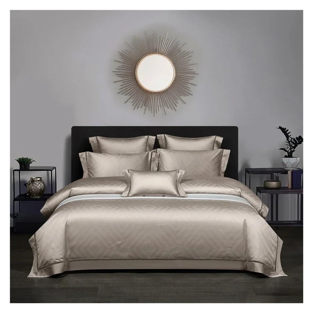 Zixmix Luxury Cotton Jacquard Queen King Bedding Set Bed Cover Egyptian Cotton Bedsheet Duvet Cover 4pcs Bed Set,Bedding