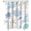 W1naFun Elegant Ocean Theme Shower Curtain 54" x 78", Bathroom Shower Curtains Waterproof Shower Curtain Sets with 12 Hooks, Navy Blue Nautical Fabric Bath Curtain for Home Bathtub Decoration view 1