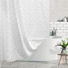 Stall Boho White Woven Fabric Shower Curtain with Tassels 48 x 72 Modern Farmhouse Minimalist Tufted Chevron Striped Shabby Chic Textured, Water Resistant Curtain for Bathroom, Hotel Decor view 1