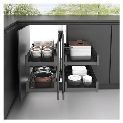ZYANLING Pull Out Drawers for Cabinets Kitchen Organizer Pull-Out Organizer for Blind Corner Cabinets 2 Tier Cabinet Organizer with 4 Baskets Pull-Out Organizer Bathroom Organizer