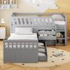 Tdewlye L-Shape Bed with 2,2 Beds in 1 for 2 Kids Incluede Twin Low Loft Bed with Twin Platform Bed Wooden Kids Beds Frame with 7 Drawers and Full Guardrails for Boys,Girls,Child,Teens (Gray-@34) view 3