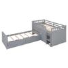 Tdewlye L-Shape Bed with 2,2 Beds in 1 for 2 Kids Incluede Twin Low Loft Bed with Twin Platform Bed Wooden Kids Beds Frame with 7 Drawers and Full Guardrails for Boys,Girls,Child,Teens (Gray-@34) view 4