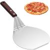 Abizarch Stainless Steel Pizza Peel Metal Round Pizza Paddle Pizza Spatula with Wood Handle Cake Lifter Transfer Tray Pizza Shovel for Baking Homemade Pizza and Bread or Cheese Serving Tray 13.2x6.5in view 1