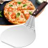 Abizarch Stainless Steel Pizza Peel Metal Round Pizza Paddle Pizza Spatula with Wood Handle Cake Lifter Transfer Tray Pizza Shovel for Baking Homemade Pizza and Bread or Cheese Serving Tray 13.2x6.5in view 4