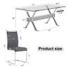 9 Piece Glass Dining Table Set, Kitchen Table Chairs Set for 8, 71'' Dining Table with 0.4" Tempered Glass Tabletop with Plated Metal Legs and MDF Crossbar, 8 PU Chairs for Dining Room, Kitchen. view 3