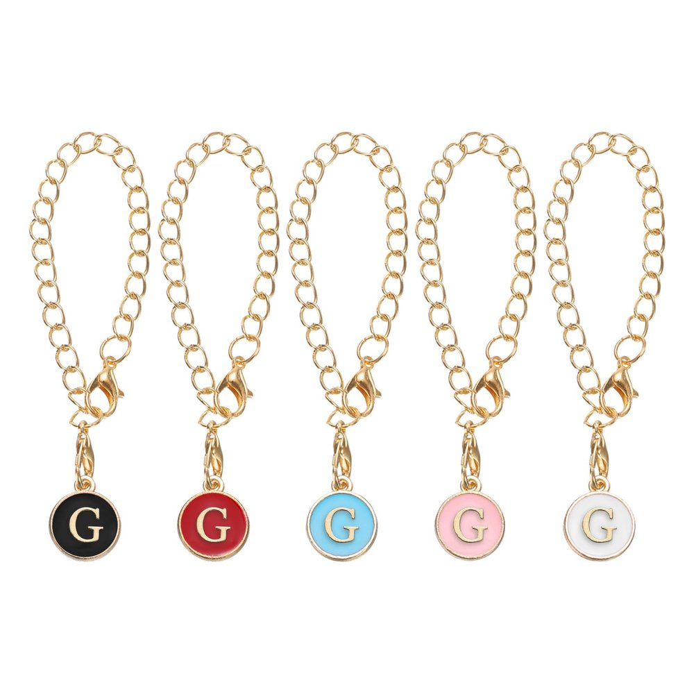uxcell 5 Pcs G Letter Charm Accessories for Tumblers with Handle, 5 Colors Initial Name ID Personalized Handle Letter Charm, Black, White, Red, Pink, Blue