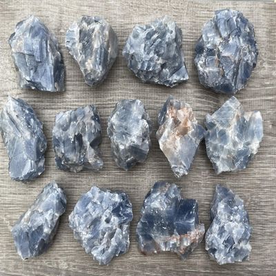 GAF TREASURES Wholesale Calcite Rough Natural Stones - Bulk Raw Crystals for Decor, Tumbling, Cabbing, Polishing, Fountain Rocks, Wicca, and Reiki Crystal Healing (Blue Calcite, 5 Pounds)