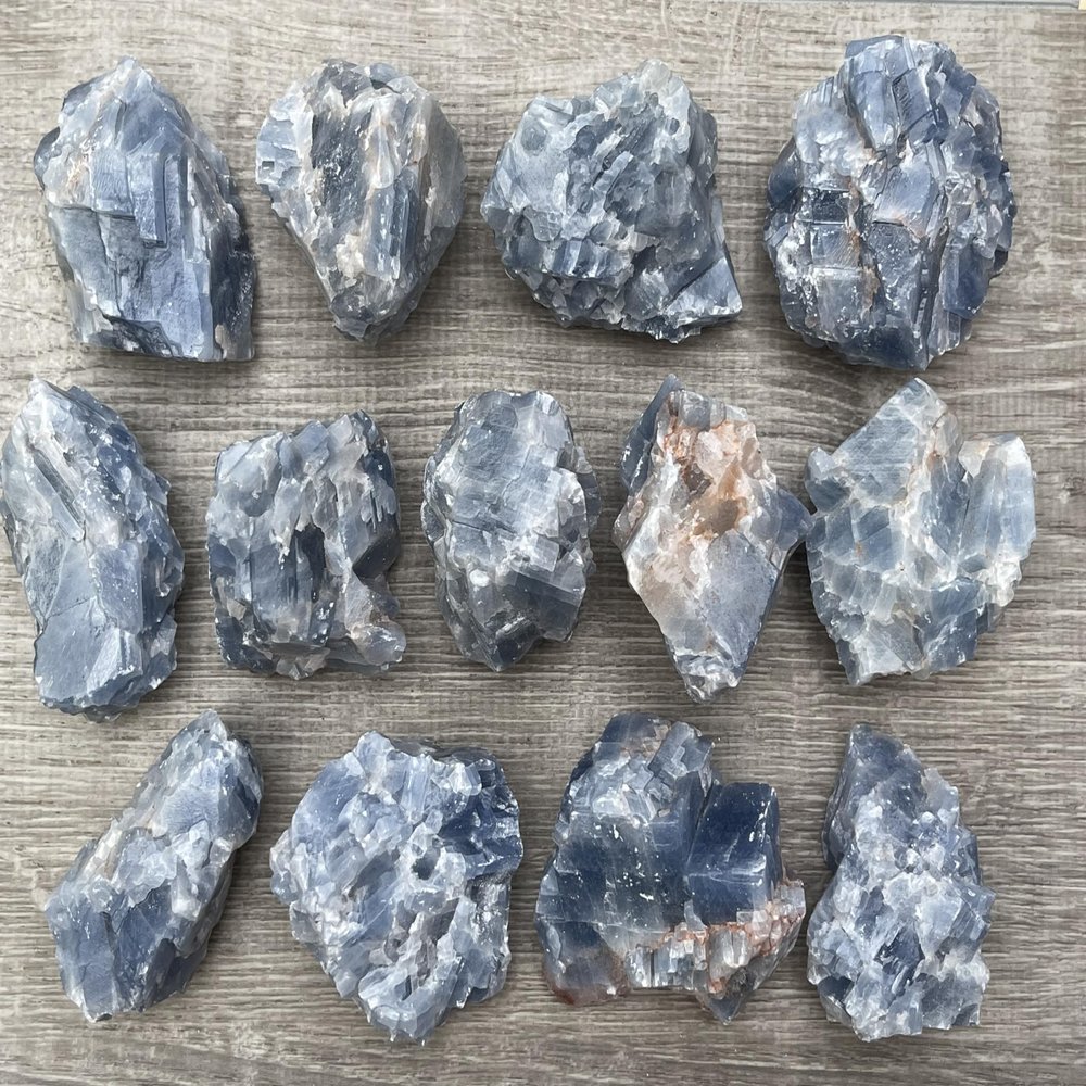 GAF TREASURES Wholesale Calcite Rough Natural Stones - Bulk Raw Crystals for Decor, Tumbling, Cabbing, Polishing, Fountain Rocks, Wicca, and Reiki Crystal Healing (Blue Calcite, 5 Pounds)