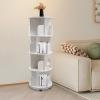 SuiYuLn 4 Tier Bookshelf,360 Revolving Bookcase,Free Standing Corner Display Rack,Narrow Book Shelf Organizer with Wheels for Home Office (White) view 2