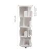 SuiYuLn 4 Tier Bookshelf,360 Revolving Bookcase,Free Standing Corner Display Rack,Narrow Book Shelf Organizer with Wheels for Home Office (White) view 3