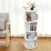 SuiYuLn 4 Tier Bookshelf,360 Revolving Bookcase,Free Standing Corner Display Rack,Narrow Book Shelf Organizer with Wheels for Home Office (White) view 4
