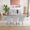 9 Piece Glass Dining Table Set, Kitchen Table Chairs Set for 8, 71'' Dining Table with 0.4" Tempered Glass Tabletop with Plated Metal Legs and MDF Crossbar, 8 PU Chairs for Dining Room, Kitchen. view 2