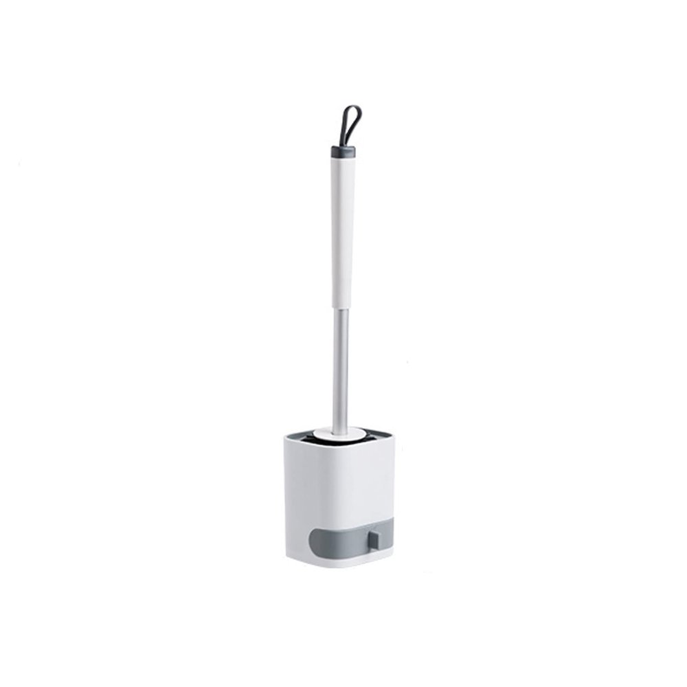 JEXUUD Toilet Brush Holder Toilet Brush Kit Wall-Mounted or Floor-Standing Long-Handled TPR Brush Head with a Small Drawer Can Drain The Toilet Brush (no Punching) Toilet Brush Holders