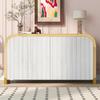 4-Door Curved Corner Design Wavy Door Panel Cabinet with Adjustable Shelves,for Study Living Room Entrance (White@Wavy Door) view 3
