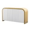 4-Door Curved Corner Design Wavy Door Panel Cabinet with Adjustable Shelves,for Study Living Room Entrance (White@Wavy Door) view 4