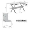 7 Piece Glass Dining Table Set, Kitchen Table Chairs Set for 6, 71'' Dining Table with 0.4" Tempered Glass Tabletop with Plated Metal Legs and MDF Crossbar, 6 PU Chairs for Dining Room, Kitchen. view 3