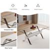 7 Piece Glass Dining Table Set, Kitchen Table Chairs Set for 6, 71'' Dining Table with 0.4" Tempered Glass Tabletop with Plated Metal Legs and MDF Crossbar, 6 PU Chairs for Dining Room, Kitchen. view 4