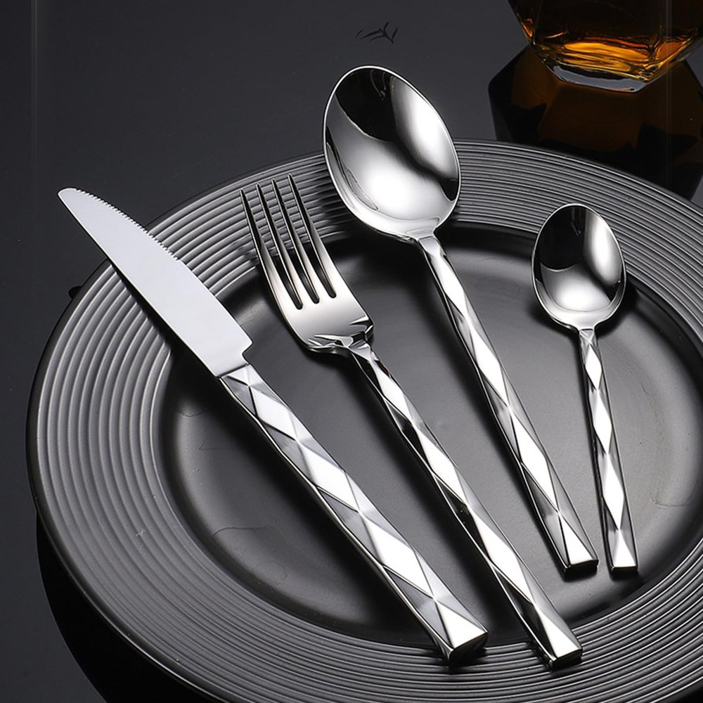 40 -Piece Silverware Set Service for 8Mirror Finish Forged304 Stainless Steel Western Tableware Hotel Restaurant High-Grade Knife, Fork and Spoon Set, Fork and Spoon SetDishwasher Safe