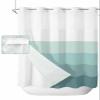 Ldtrchee No Hook Teal Ombre Shower Curtain with Snap in Liner Set, Modern Abstract Art Farmhouse Striped Waterproof Fabric Bathroom Curtains with See Through Top Window, Hotel Style Long 72 x 78 Inch view 1