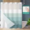 Ldtrchee No Hook Teal Ombre Shower Curtain with Snap in Liner Set, Modern Abstract Art Farmhouse Striped Waterproof Fabric Bathroom Curtains with See Through Top Window, Hotel Style Long 72 x 78 Inch view 2