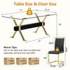 7 Piece Glass Dining Table Set, Kitchen Table Chairs Set for 6, 71'' Dining Table with 0.4" Tempered Glass Tabletop with Plated Metal Legs and MDF Crossbar, 6 PU Chairs for Dining Room, Kitchen. view 3