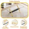 7 Piece Glass Dining Table Set, Kitchen Table Chairs Set for 6, 71'' Dining Table with 0.4" Tempered Glass Tabletop with Plated Metal Legs and MDF Crossbar, 6 PU Chairs for Dining Room, Kitchen. view 4