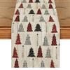 Artoid Mode Wood Xmas Tree Christmas Table Runner, Seasonal Winter Holiday Kitchen Dining Table Decoration for Home Party Decor 13x90 Inch view 1