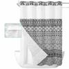 Ldtrchee No Hook Black Grey Geometric Shower Curtain with Snap in Liner Set, Boho Modern Abstract Aesthetics Waterproof Fabric Bathroom Curtains with See Through Top Window, Stall 48 x 72 Inch view 1