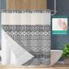 Ldtrchee No Hook Black Grey Geometric Shower Curtain with Snap in Liner Set, Boho Modern Abstract Aesthetics Waterproof Fabric Bathroom Curtains with See Through Top Window, Stall 48 x 72 Inch view 2