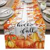 Hello Fall Pumpkin Table Runner Dresser Scarves, Thanksgiving Wood Texture 14x72 inches Long Dining Table Runner, Autumn Non-Slip Washable Table Setting Decor for Wedding Party Holiday Dinner view 1