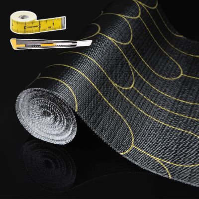 Shelf Liners for Kitchen Cabinets Drawer Liner 23.6in x 30FT Non Adhesive Black Gold Line Thickened Refrigerator Shelf Liner Paper Strong Easy to Clean for Tool Box with Knife and Tape Measure
