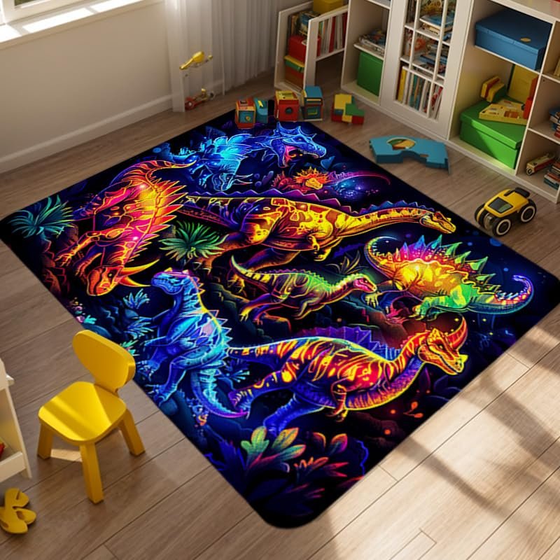 Dinosaur Rug - Fun Dinosaur Area Rug for Bedroom and Playroom - Dino Carpet - 36x24 inches