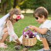 2pcs Wicker Rattan Flower Girl Baskets Wedding Flower Girl Baskets with Pearl Handles Hand Woven Basket for Wedding Garden Home Decoration view 2