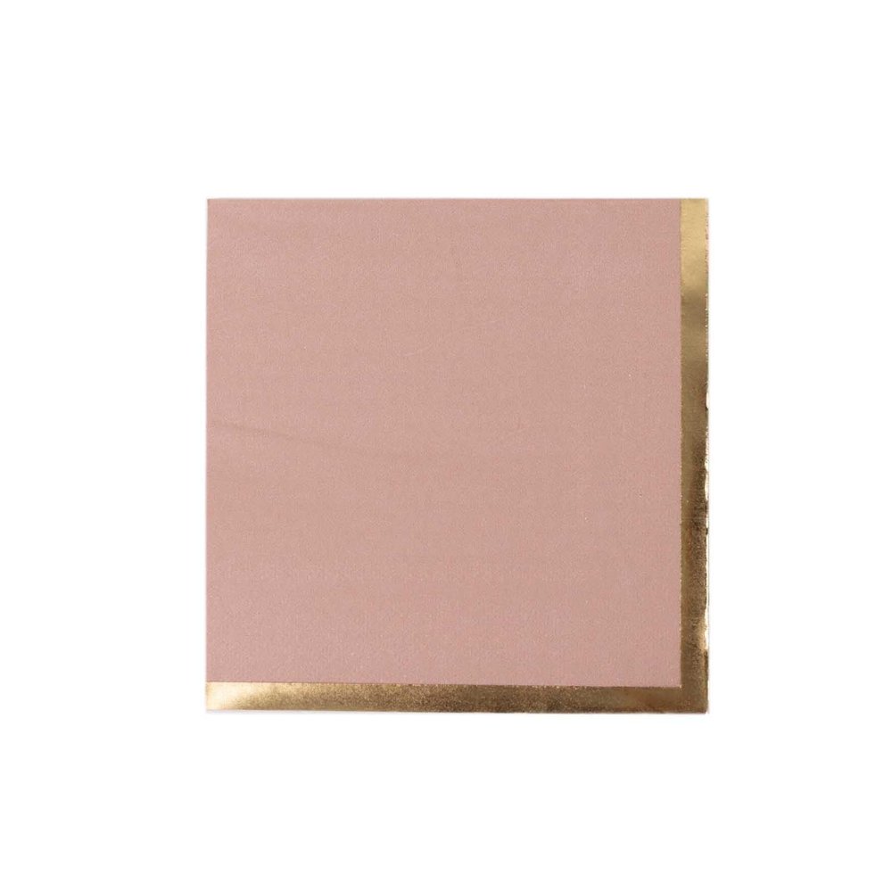 50 Dusty Rose Disposable 2 Ply Soft Dinner Cocktail Paper Napkins Gold Foil Edge Party Events Reception Catering Home Tableware Supplies
