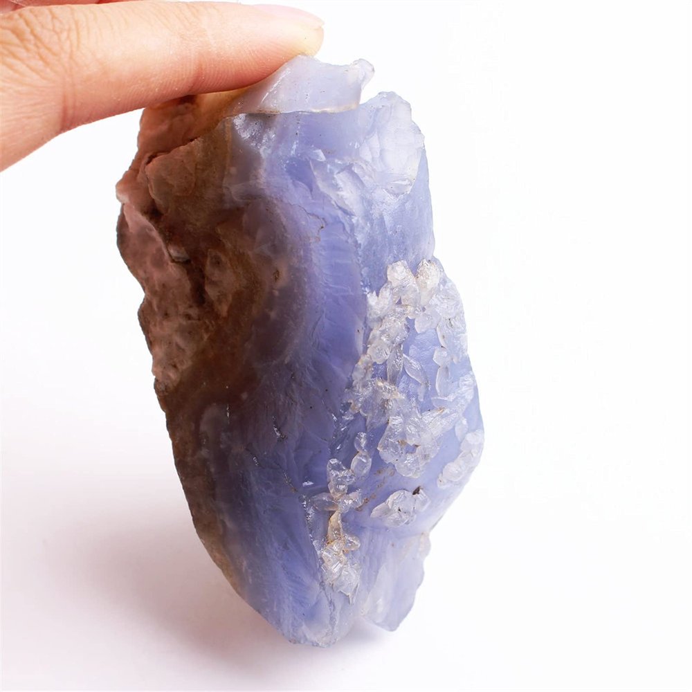 NSIXSURIM Quartz 1PC Blue Chalcedony Raw Stone Azurlite Rough Banded Agate Stone Rock Gemstone Specimens Aquarium Home Decoration Crystals Crystals and Stones(71-100g)