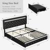Sibeds King Led Bed Frame with 2 Drawers, Heavy Duty King Size Platform Bed with Storage, Upholstered Bed Frames with Adjustable Headboard, Solid Support, No Box Spring Needed, Easy Assembly, PU Black view 2