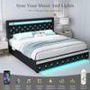 Sibeds King Led Bed Frame with 2 Drawers, Heavy Duty King Size Platform Bed with Storage, Upholstered Bed Frames with Adjustable Headboard, Solid Support, No Box Spring Needed, Easy Assembly, PU Black view 4