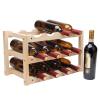 12-Bottle Wine Rack 3-Tier Wood Wine Display Rack/Free Standing and Countertop Wine Storage Shelf Bottle Holder for Kitchen, Bar, Pantry, Wine Cellar, Countertop view 3