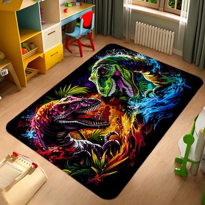 Dinosaur Rug - Fun Dinosaur Area Rug for Bedroom and Playroom - Dino Carpet - 94x63 inches