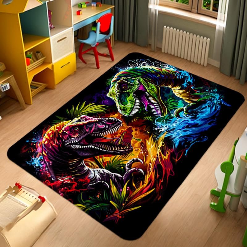 Dinosaur Rug - Fun Dinosaur Area Rug for Bedroom and Playroom - Dino Carpet - 94x63 inches