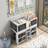 VRAXO Twin Size Low Loft Bed with Two Movable Shelves and Ladder,with Decorative Guardrail Chalkboard,White 78x 39x 35.4 inch (LxWxH) view 4