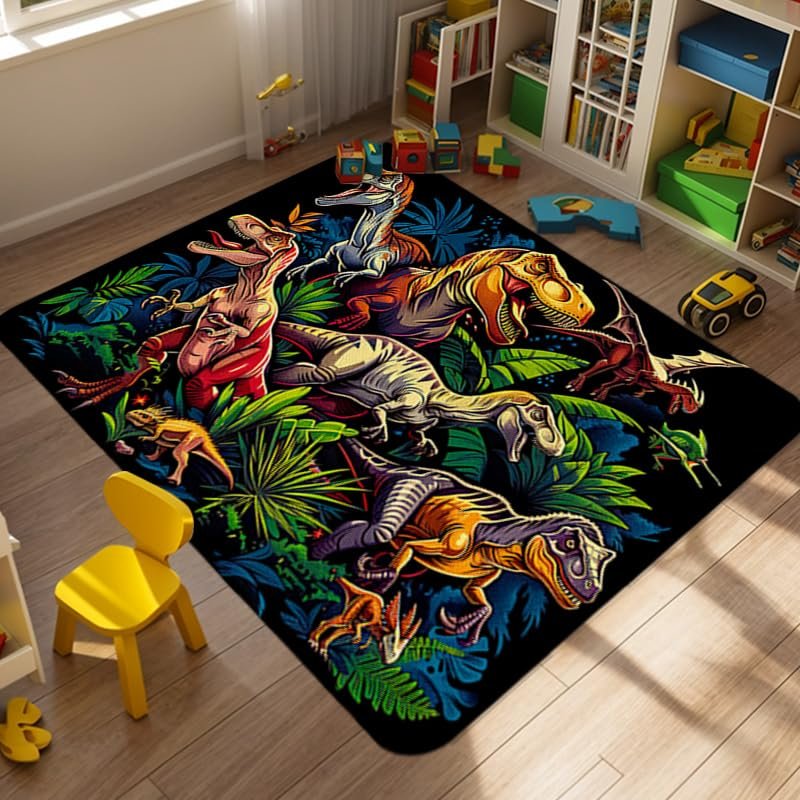 Dinosaur Rug - Fun Dinosaur Area Rug for Bedroom and Playroom - Dino Carpet - 80x60 inches