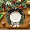 Artoid Mode Snowman Trees Snowflakes Christmas Round Placemats Set of 4, 14 Inch Black Winter Round Table Mats for Dining Decoration view 2