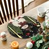 Artoid Mode Snowman Trees Snowflakes Christmas Round Placemats Set of 4, 14 Inch Black Winter Round Table Mats for Dining Decoration view 3