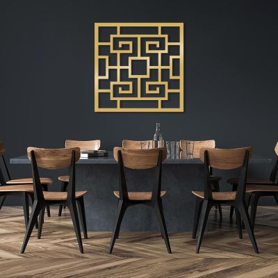 Square Metal Wall Art, Modern Metal Wall Art, Geometric Metal Wall Art, Square Wall Art, Large Metal Wall Art, Minimalist Metal Wall Art, Metal Wall Decor for Living Room (Gold, 39"x39" | 100x100cm)