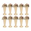 10 Pcs Gold Flowers Vases for Centrepieces,Metal Vases Home Flower Stand Flower Holders Center Pieces,Wedding Table Centerpiece Decoration for Birthday Ceremony (Trumpet Gold -3.9 * 9.8in) view 2