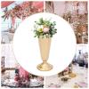 10 Pcs Gold Flowers Vases for Centrepieces,Metal Vases Home Flower Stand Flower Holders Center Pieces,Wedding Table Centerpiece Decoration for Birthday Ceremony (Trumpet Gold -3.9 * 9.8in) view 3